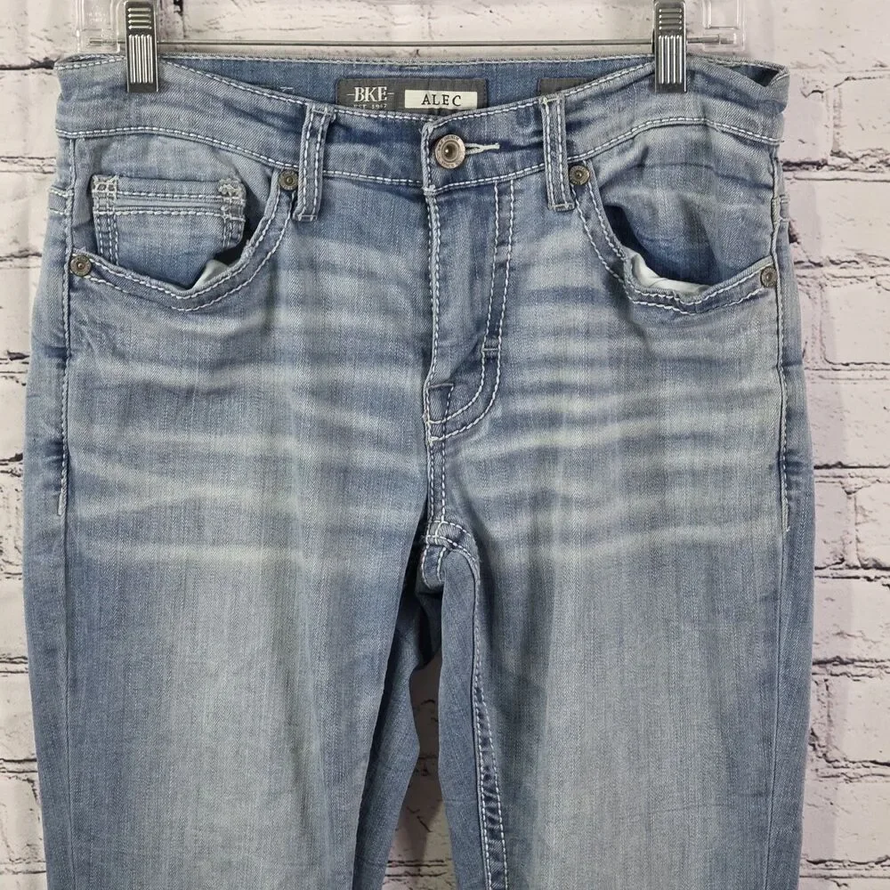 BKE Alec Men's 30S Blue Straight Leg Stretch Casual Denim Jeans